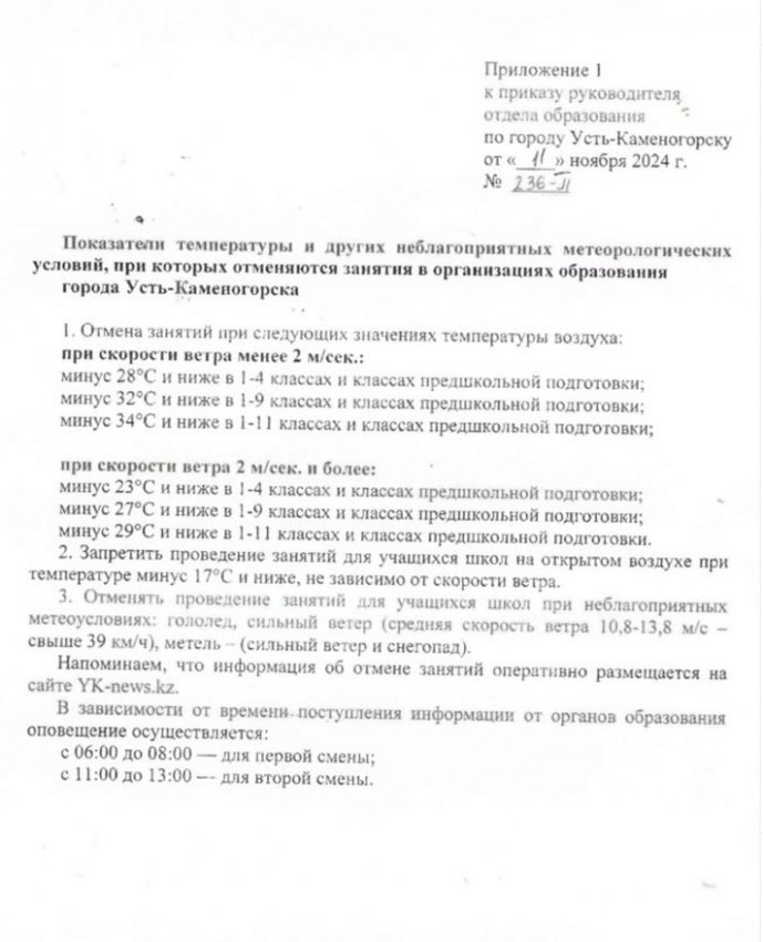 Сабақтар тоқтатылатын жағдай көрсеткіштері
